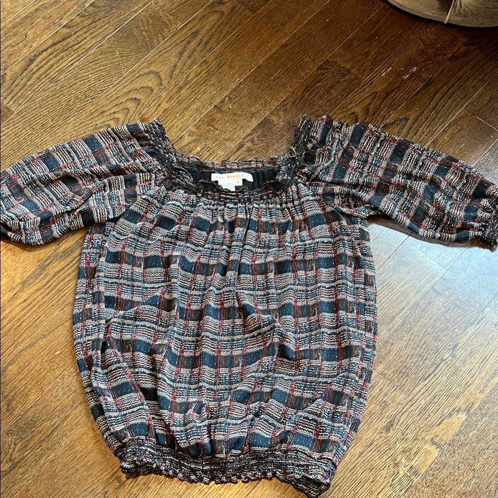 Max Studio Plaid Blouse